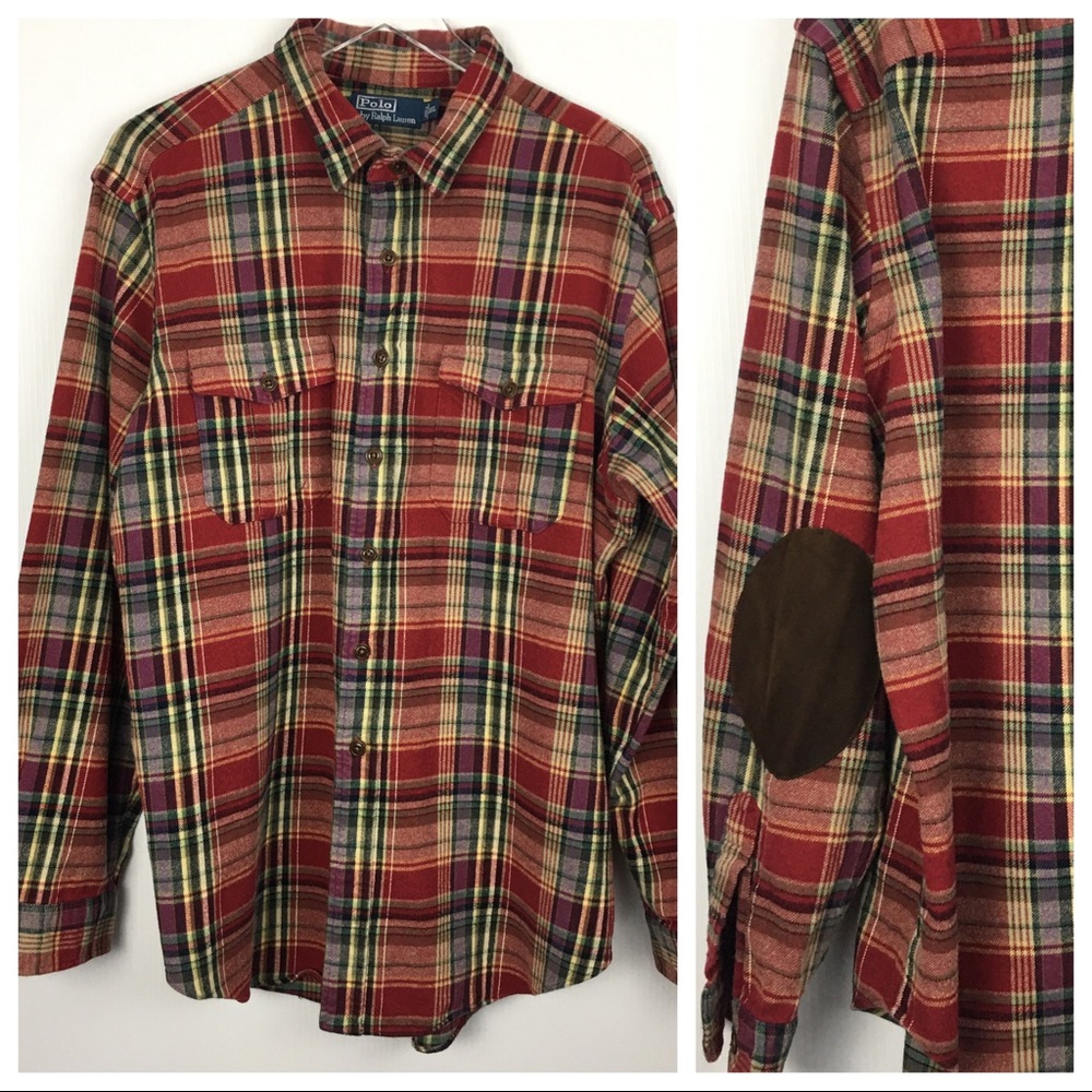 POLO Plaid Work Shirt Jacket Shacket 2X XXL Cotton